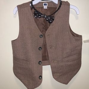 Janie and Jack 3T herringbone Vest & Bow tie